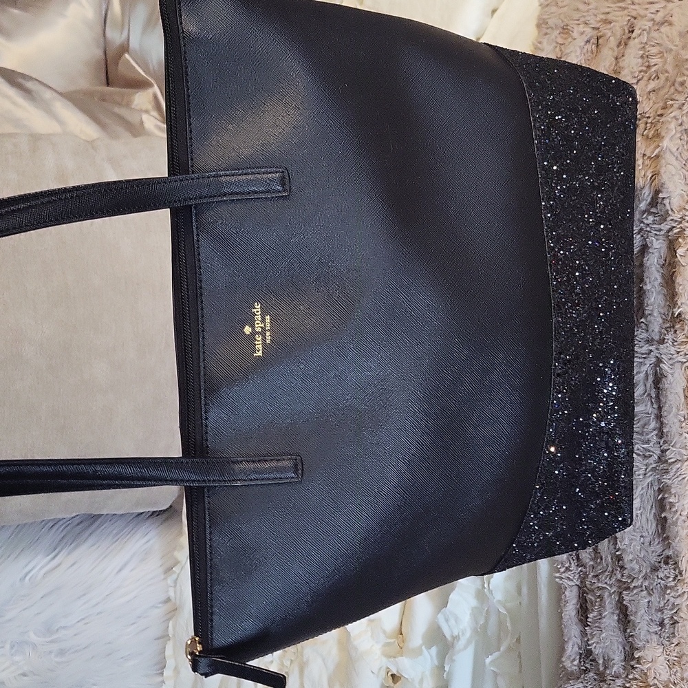 Chic♠️ Kate Spade New York Black Glitter GRETA Tote Bag & Wallet Set - Picture 7 of 12